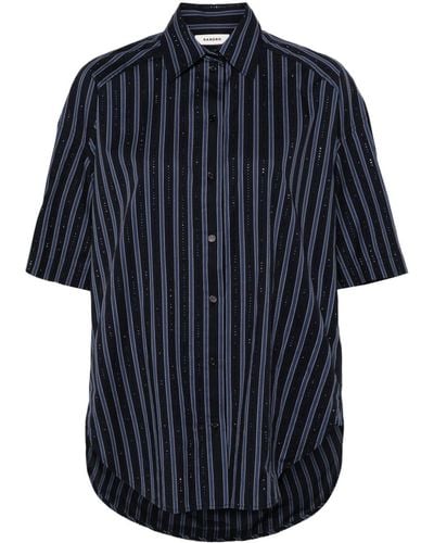 Sandro Rhinestoned Cotton Shirt - Blue