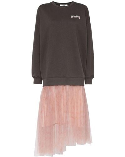 B+ AB Tulle-skirt Sweatshirt Dress - Gray
