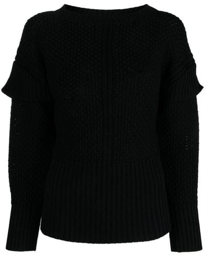 Alberta Ferretti Crochet Virgin Wool Sweater - Black