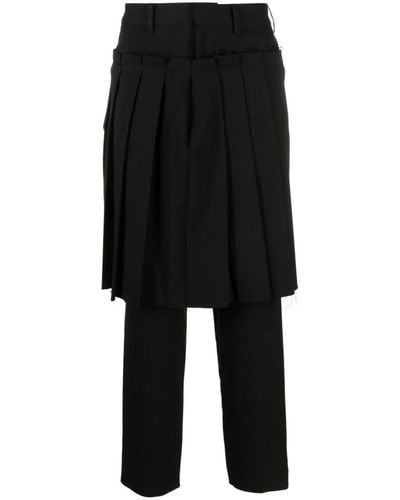 Undercover Pleated-skirt Tailored Pants - Black