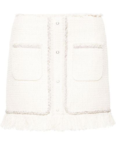 GIUSEPPE DI MORABITO Crystal-embellished Bouclé Mini Skirt - White