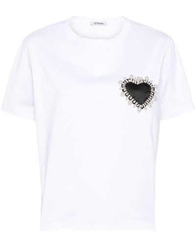 Parlor Black Heart Cotton T-shirt - White