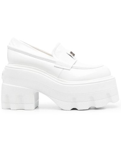 Casadei Logo-plaque Leather Platform Loafers - White