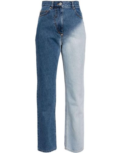 Pushbutton High-rise Two-tone Jeans - Blue