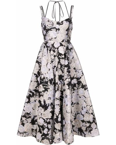 Erdem Rea Floral-jacquard Flared Dress - Black