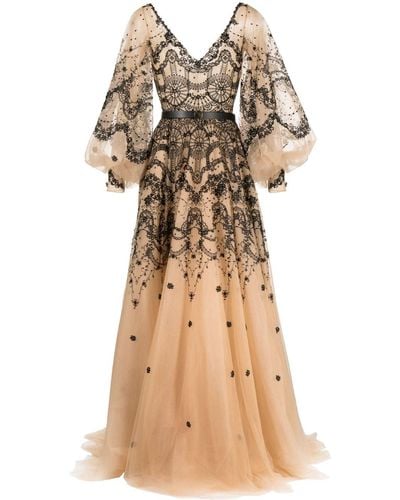 Saiid Kobeisy Long-sleeve Tule Gown - Natural