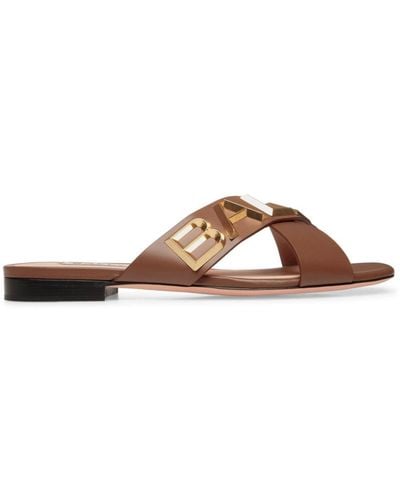 Bally Larise Flat Leather Sandals - Brown