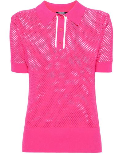 J.Lindeberg Sindra Open-knit Polo Shirt - Pink