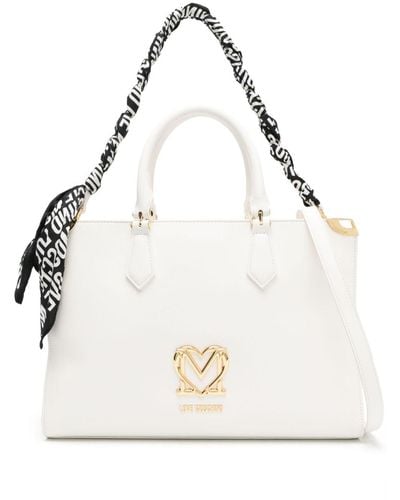 Love Moschino Logo-plaque Scarf-handle Tote Bag - White