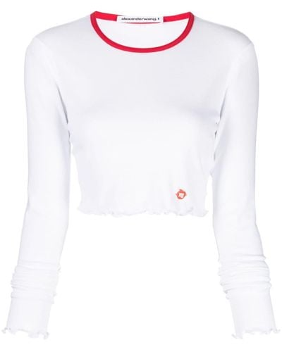 Alexander Wang Logo-appliqué Cotton Crop Top - White