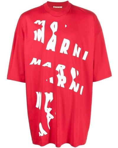 Marni Camiseta con logo estampado - Rojo