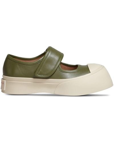 Marni Pablo Mary Jane Leather Trainers - Green