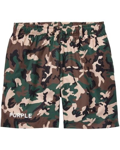 Purple Brand Camouflage-pattern Elasticated-waistband Shorts - Green
