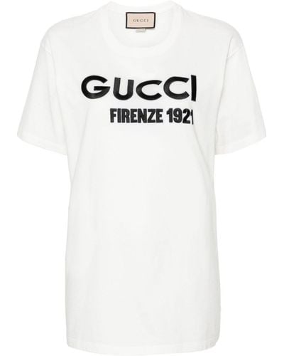 Gucci T-Shirt Aus Baumwolljersey Mit Stickerei - Weiß