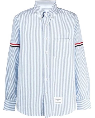 Thom Browne Vertical-stripe Long-sleeve Shirt - Blue