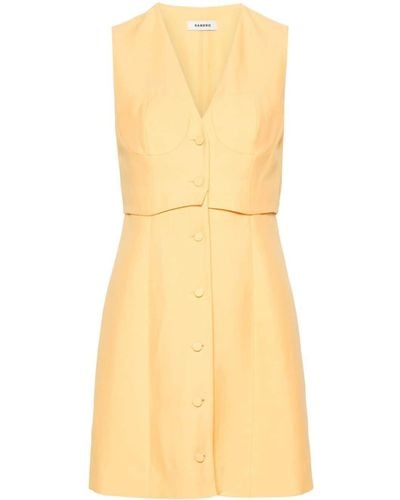 Sandro Mouwloze Mini-jurk - Geel