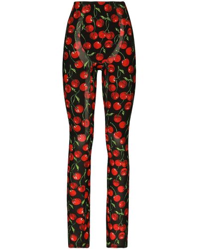 Dolce & Gabbana High-waisted Cherry-print leggings - Red