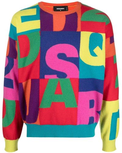 DSquared² Intarsia-knit Logo Sweater - Pink