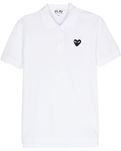 COMME DES GARÇONS PLAY Appliqué-logo Polo Shirt - White