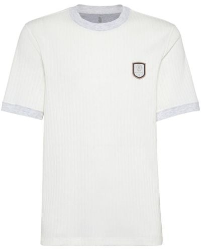 Brunello Cucinelli Camiseta con apliques - Blanco