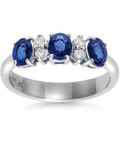 Leo Pizzo Anillo Eternity en oro blanco de 18kt con zafiros y diamantes - Azul