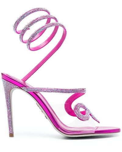 Rene Caovilla 105mm Open-toe Leather Sandals - Pink