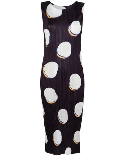 Pleats Please Issey Miyake Bean Dots Plissé Midi Dress - Black