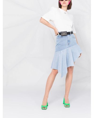 Off-White c/o Virgil Abloh Asymmetric Ruffled Denim Skirt - Blue