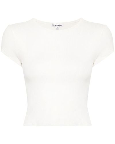 Reformation Muse Cropped-T-Shirt - Weiß