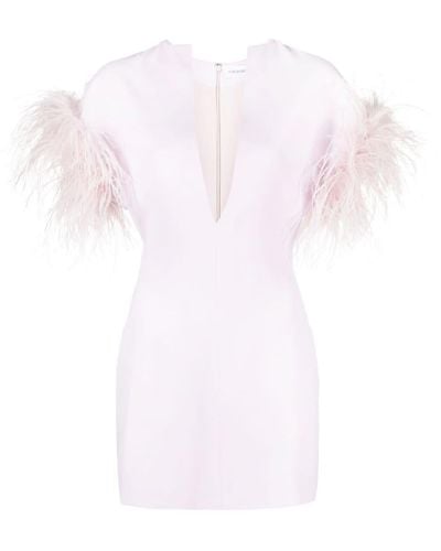 16Arlington Vanora Feather-trim Minidress - Pink