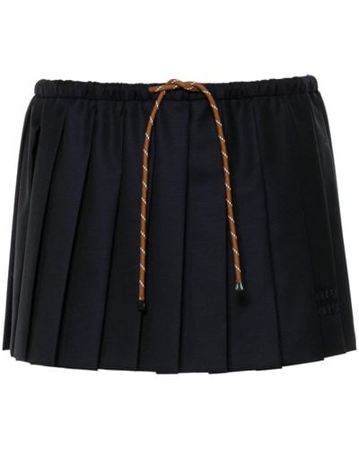 Miu Miu Pleated Virgin Wool Mini Skirt - Black