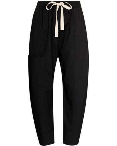 Lee Mathews Drawstring Cropped Cotton Trousers - Black