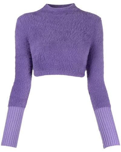 Patrizia Pepe Brushed-effect Cropped Sweater - Purple
