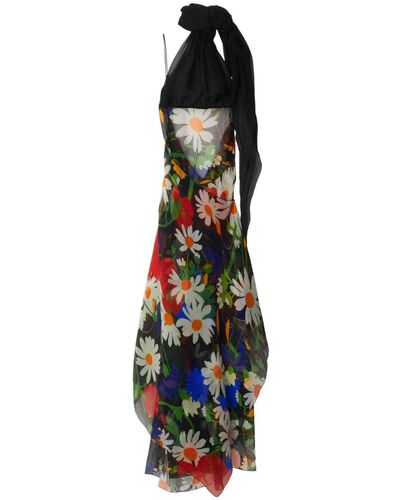 Burberry Vestido largo con estampado floral - Negro