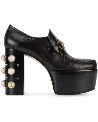 Gucci Zapatos de tacón con plataforma y apliques - Negro