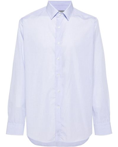 Canali Windowpane-print Cotton Shirt - White
