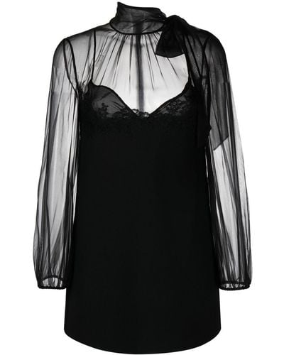 Valentino Garavani Sheer-panel Mini Dress - Black