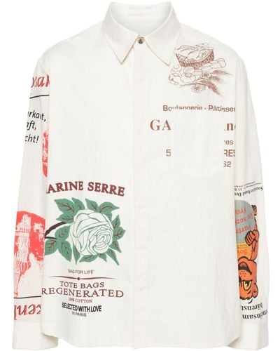Marine Serre Hemd mit Print-Mix - Weiß