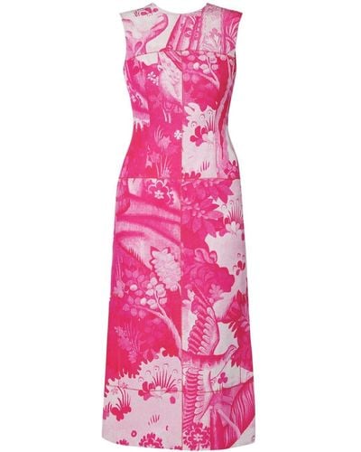 Erdem Tapestry-print Midi Dress - Pink