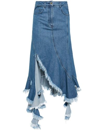 Marques'Almeida Swirl Midi Denim Skirt - Blue