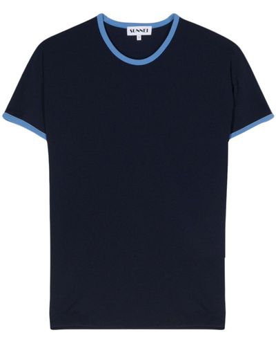 Sunnei Contrasting-borders T-shirt - Blue