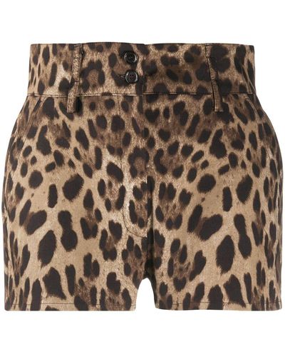 Dolce & Gabbana Leopard-print Drill Shorts - Brown