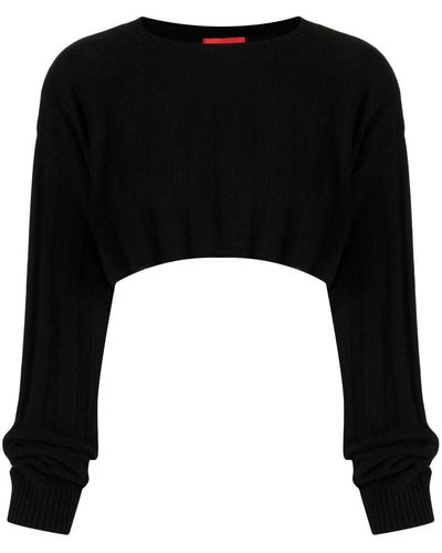 Cashmere In Love Remy Ribbed-knit Cropped Jumper - Black