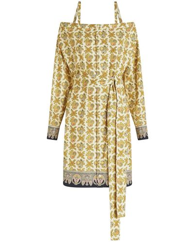 Etro Schulterfreies Kleid mit Paisley-Print - Mettallic