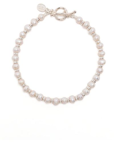 Dower & Hall Timeless Pearl Halo Bracelet - White