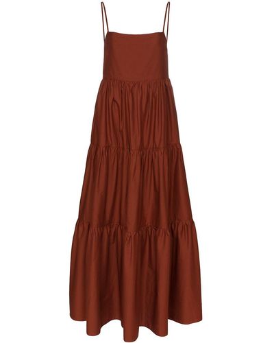 Matteau Square Neck Tiered Maxi Dress - Brown