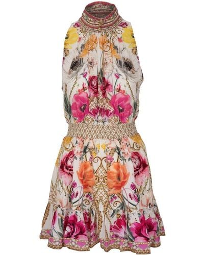 Camilla Destiny Calling-print Silk Flared Dress