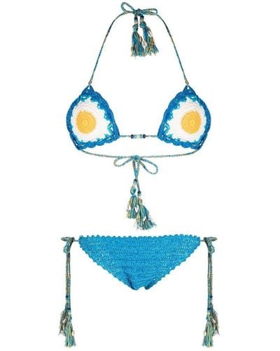 Alanui Beach Break Crochet-knit Bikini - Blue
