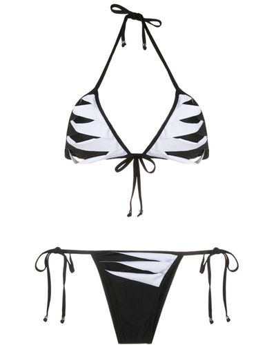 Amir Slama Bikini triangular con aberturas - Blanco