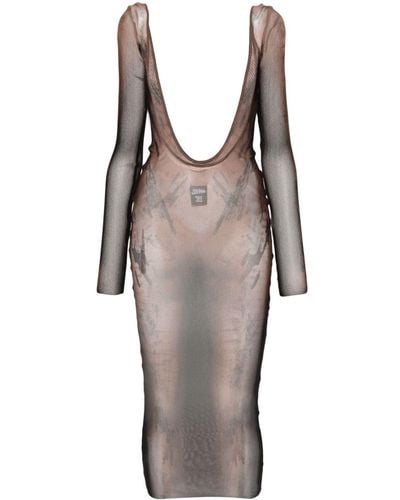 Jean Paul Gaultier X Shayne Oliver Mesh Midi Dress - Brown